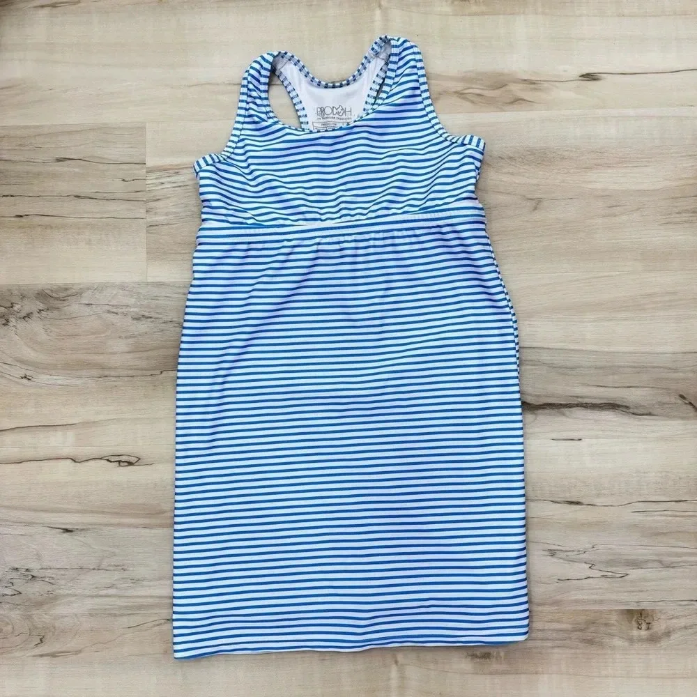 Prodoh Performance blue white stripe tennis golf swim dress size 10 quick dry